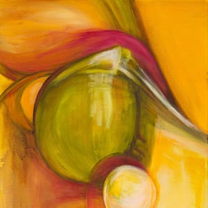 Study in Red, Yellow, and Green Abstract Acrylic Painting by Jamie Thomson